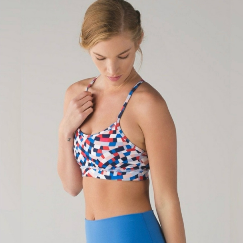 Lululemon Flow Y Bra IV Colorful Geometric Sport bra -Size (4) -Good Condition